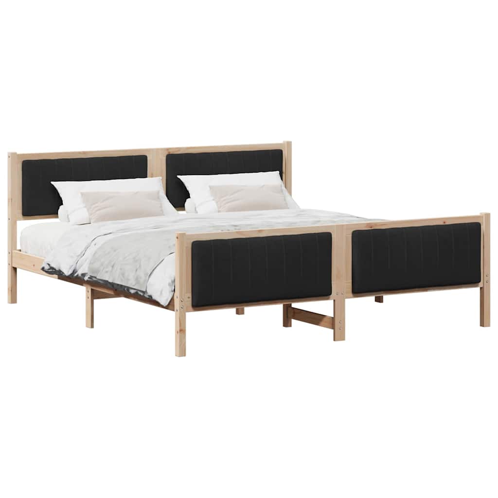 Bedframe Bruin en zwart 180 x 200 cm Massief grenenhout