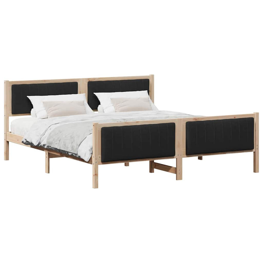 Bedframe Bruin en zwart 180 x 200 cm Massief grenenhout