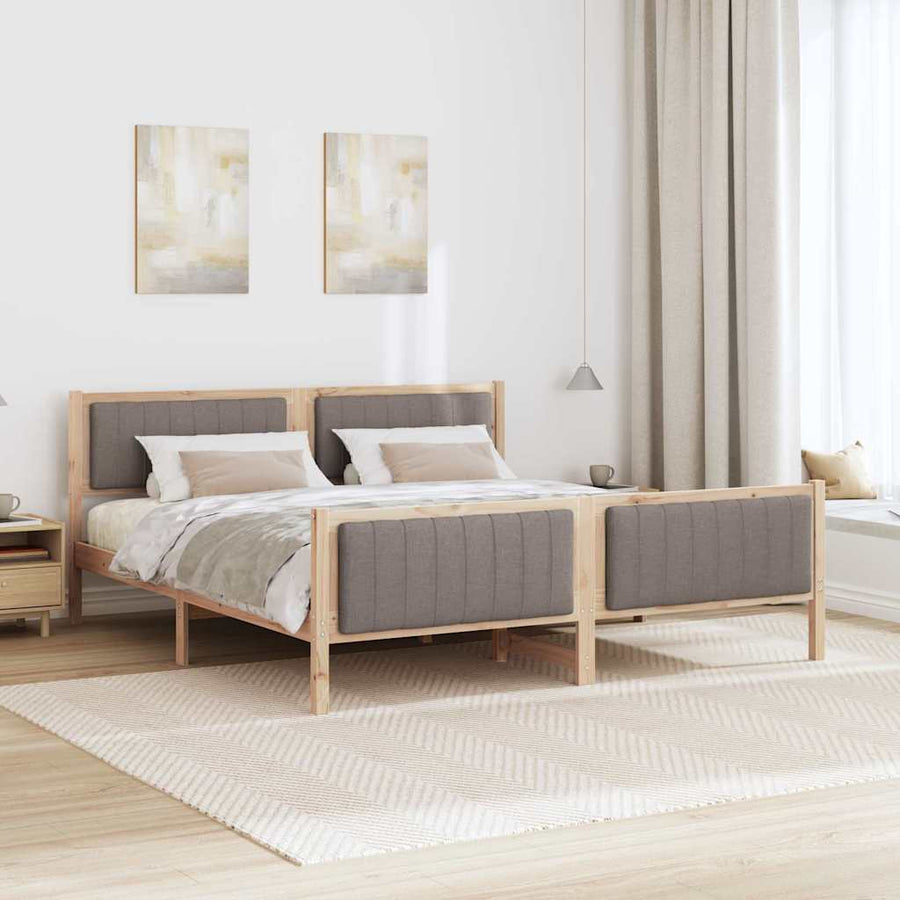 Bedframe Bruin en taupe 180 x 200 cm Massief grenenhout