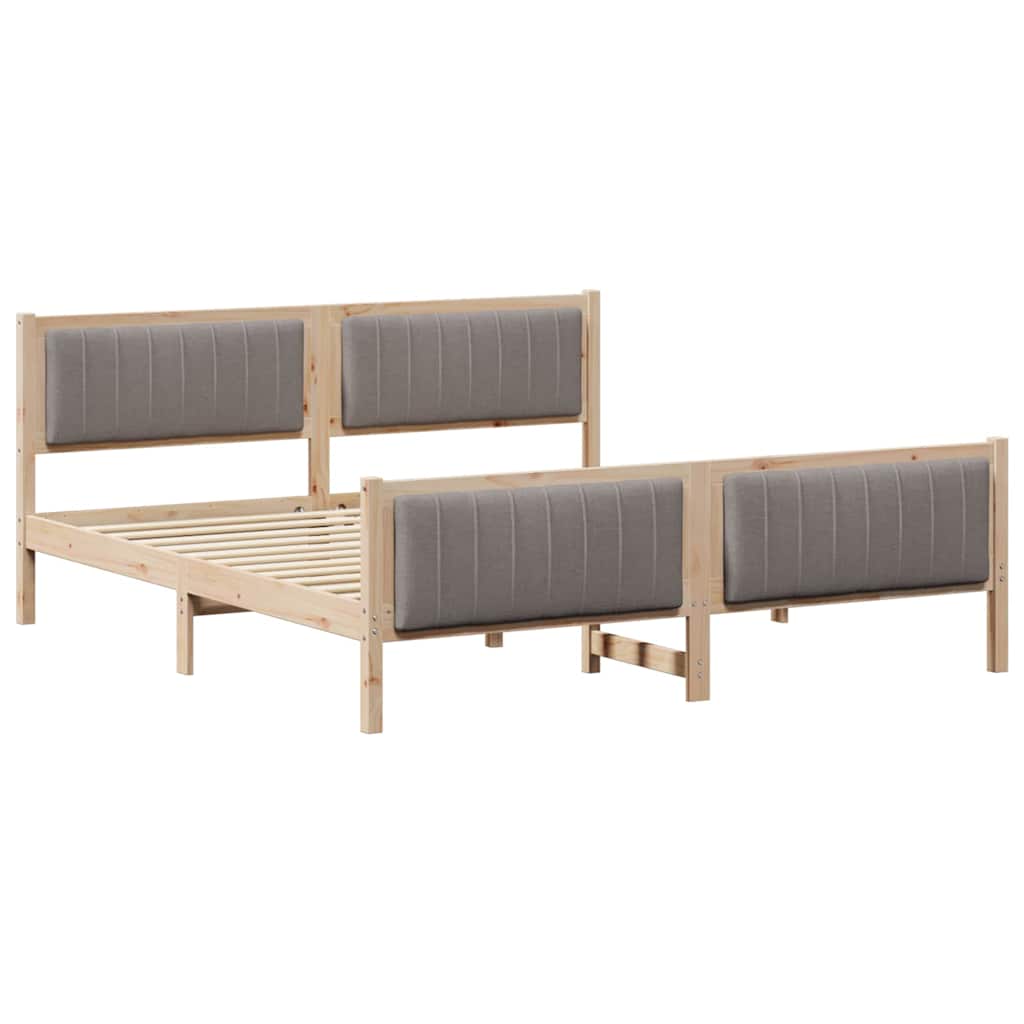Bedframe Bruin en taupe 180 x 200 cm Massief grenenhout
