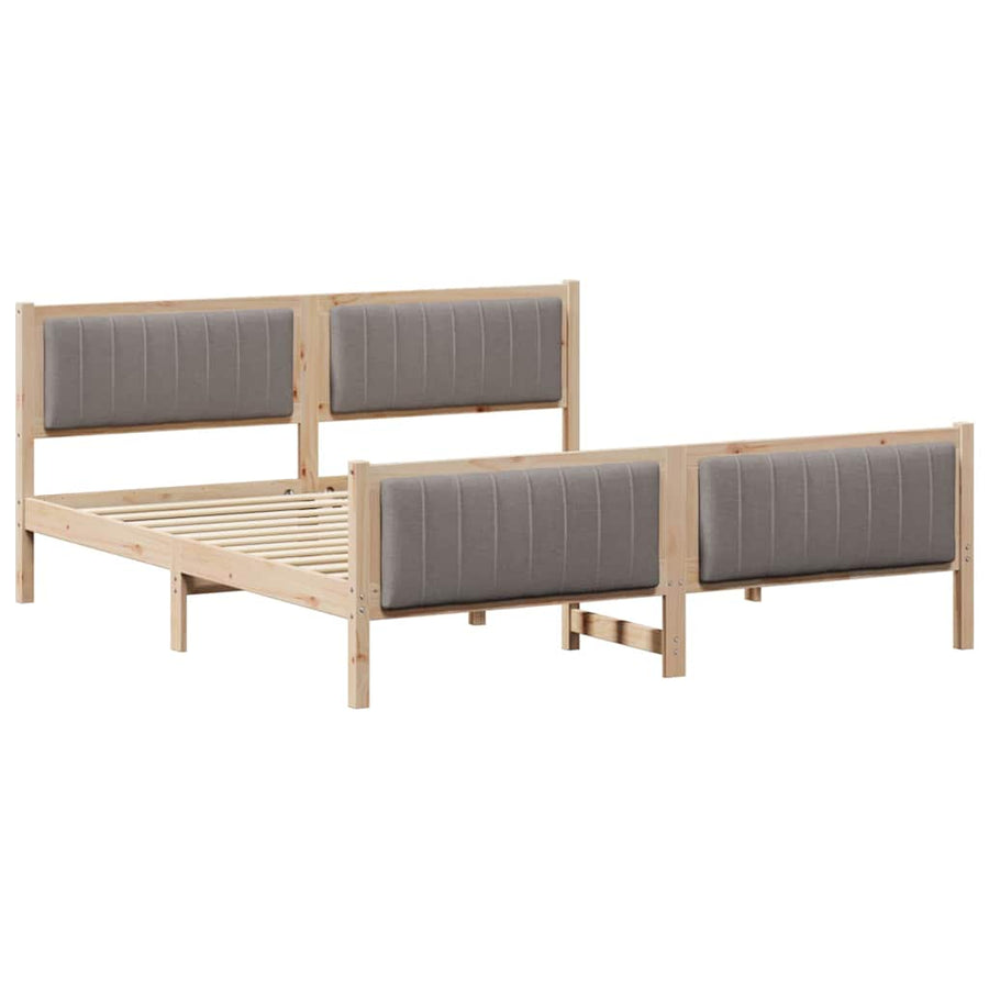 Bedframe Bruin en taupe 180 x 200 cm Massief grenenhout