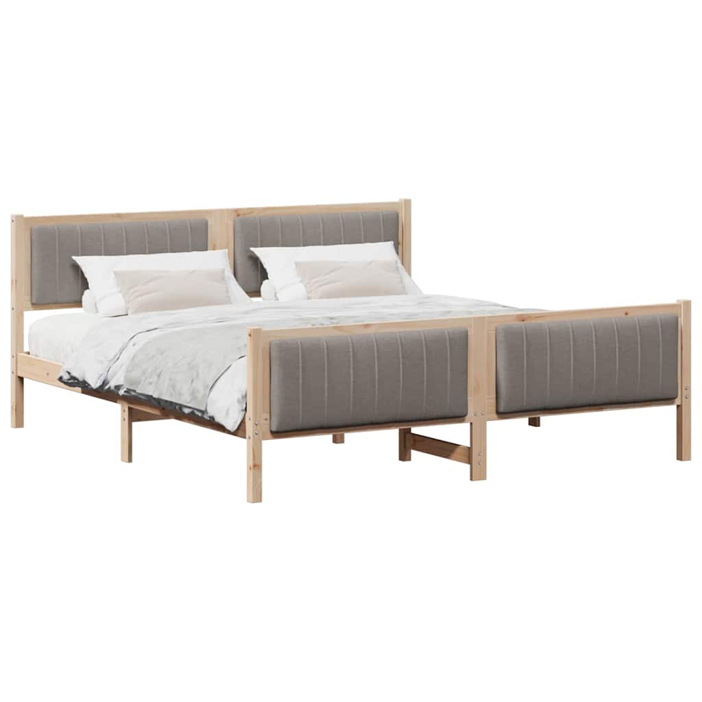 Bedframe Bruin en taupe 180 x 200 cm Massief grenenhout