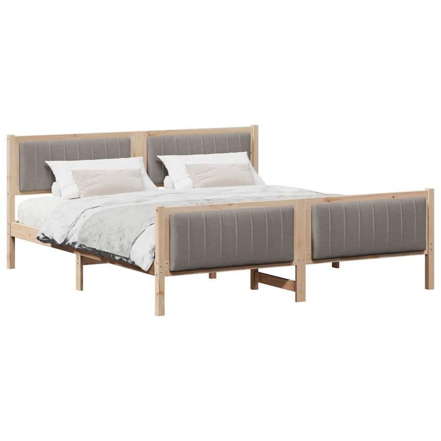 Bedframe Bruin en taupe 180 x 200 cm Massief grenenhout