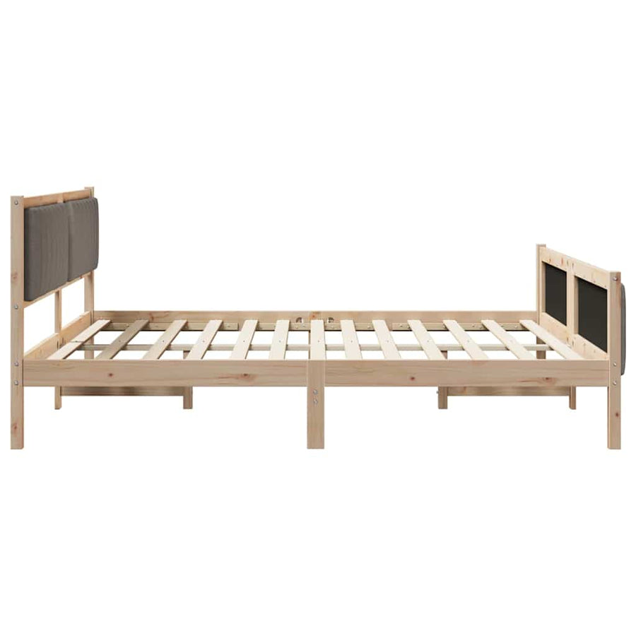 Bedframe Bruin en taupe 180 x 200 cm Massief grenenhout
