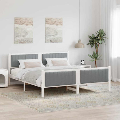 Bedframe Wit en lichtgrijs 180 x 200 cm Massief grenenhout