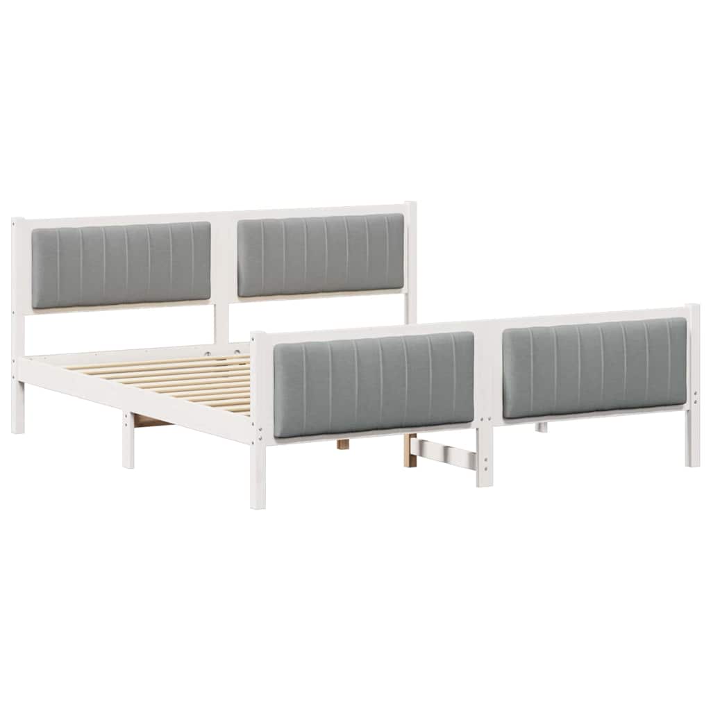 Bedframe Wit en lichtgrijs 180 x 200 cm Massief grenenhout