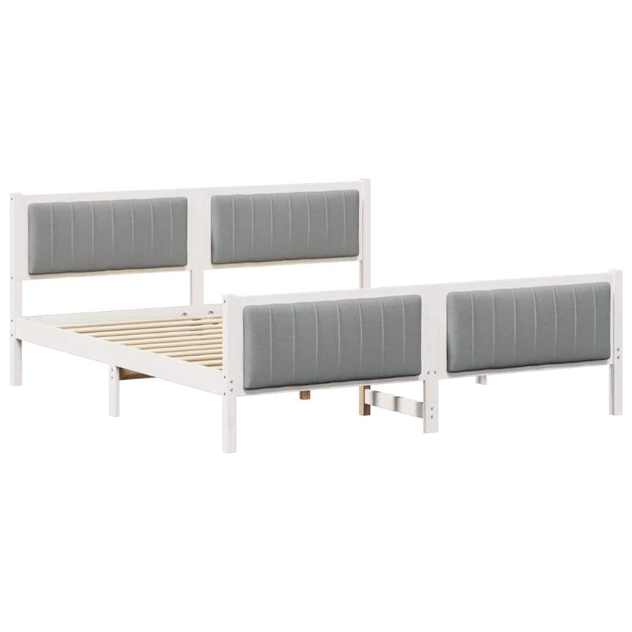 Bedframe Wit en lichtgrijs 180 x 200 cm Massief grenenhout