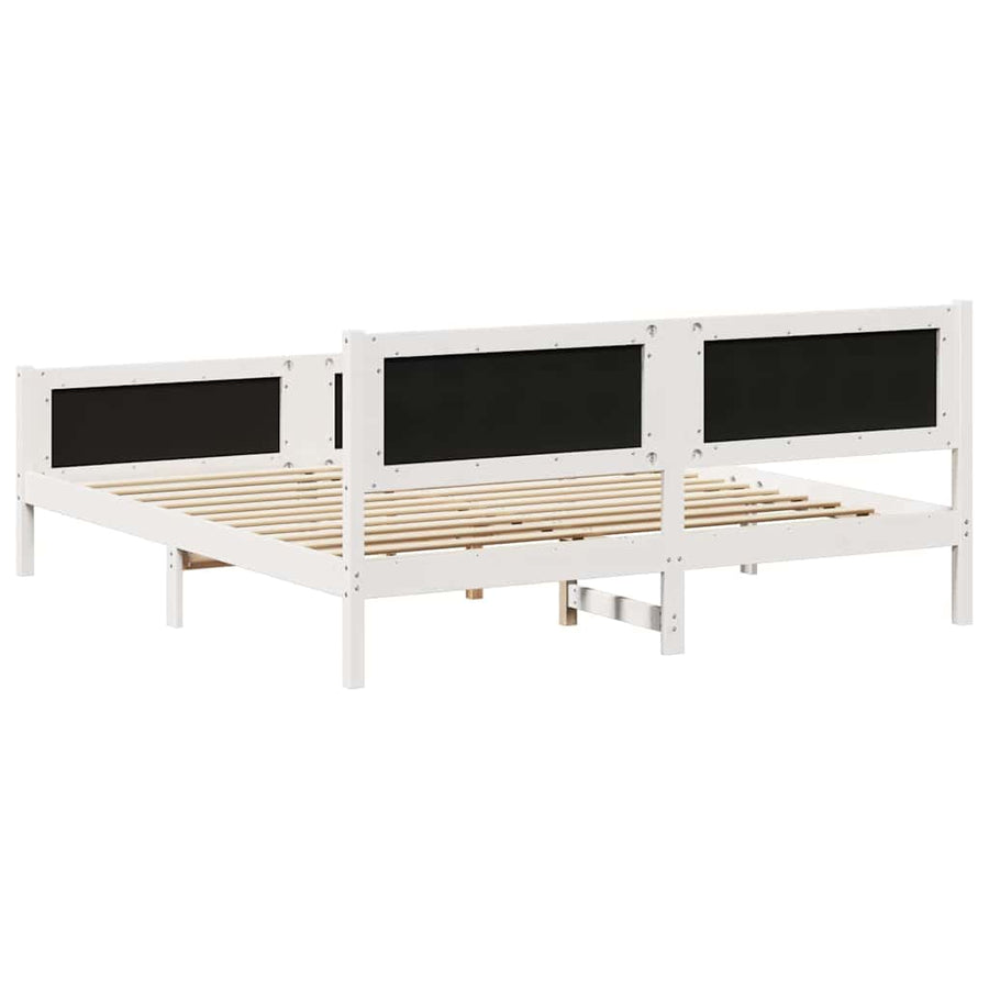 Bedframe Wit en lichtgrijs 180 x 200 cm Massief grenenhout