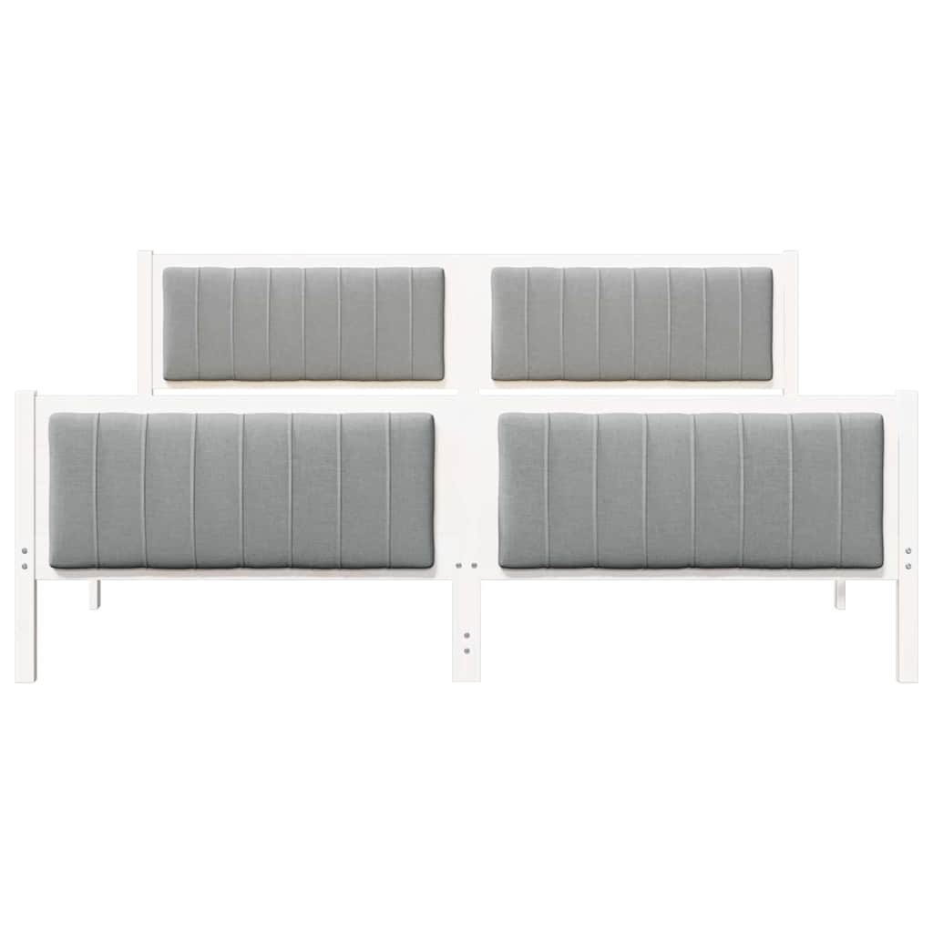 Bedframe Wit en lichtgrijs 180 x 200 cm Massief grenenhout