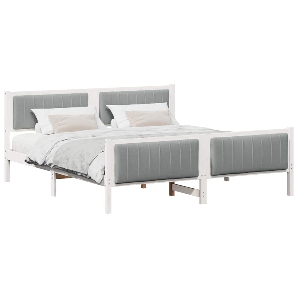 Bedframe Wit en lichtgrijs 180 x 200 cm Massief grenenhout