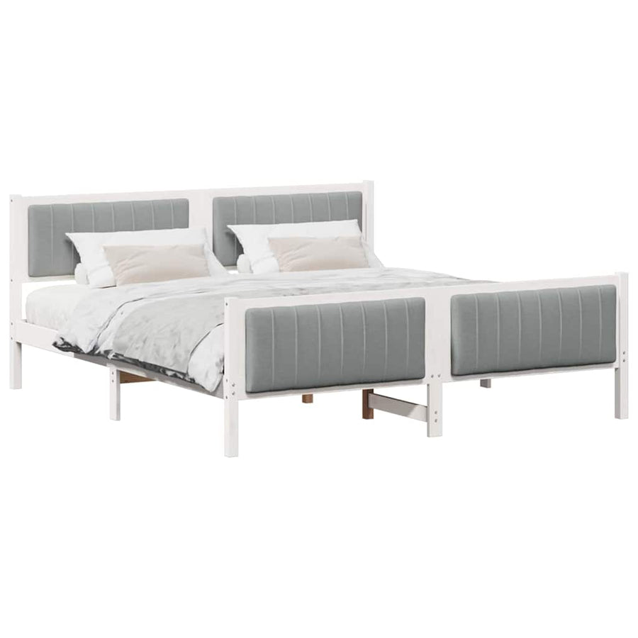 Bedframe Wit en lichtgrijs 180 x 200 cm Massief grenenhout