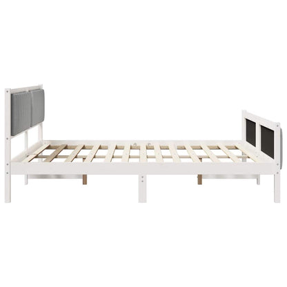 Bedframe Wit en lichtgrijs 180 x 200 cm Massief grenenhout