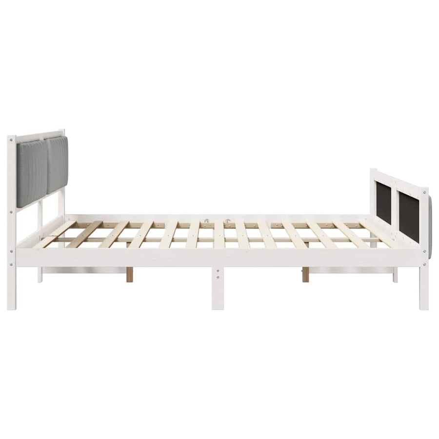 Bedframe Wit en lichtgrijs 180 x 200 cm Massief grenenhout