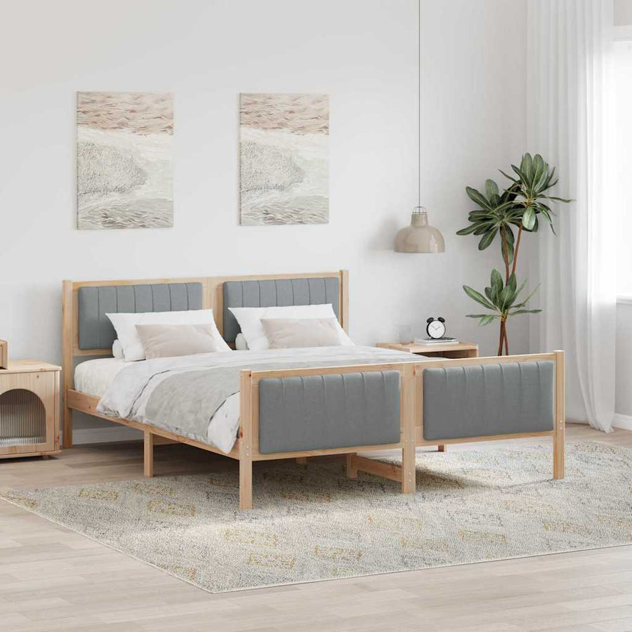 Bedframe Bruin en lichtgrijs 160 x 200 cm Massief grenenhout