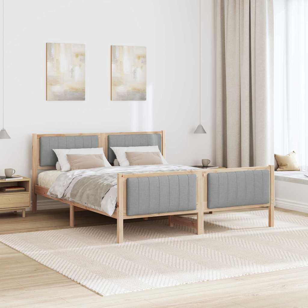 Bedframe Bruin en lichtgrijs 160 x 200 cm Massief grenenhout