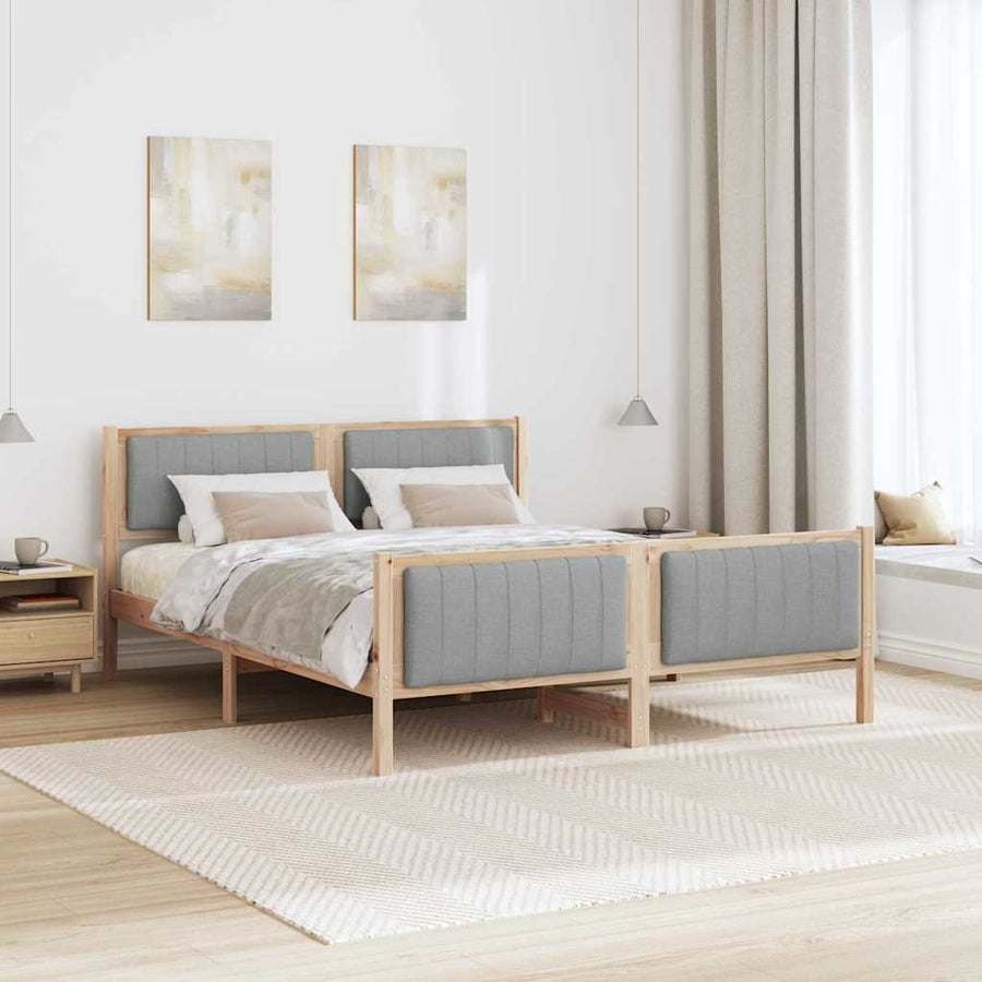 Bedframe Bruin en lichtgrijs 160 x 200 cm Massief grenenhout