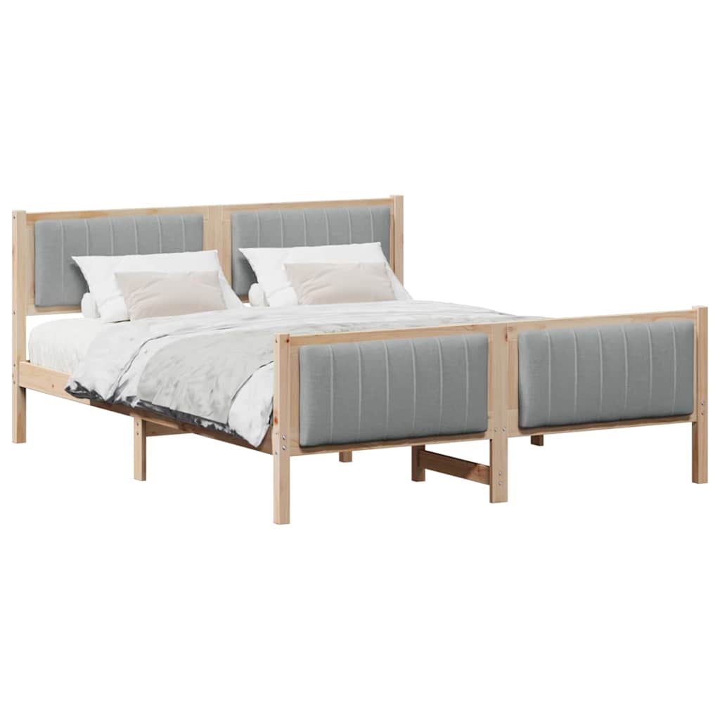 Bedframe Bruin en lichtgrijs 160 x 200 cm Massief grenenhout
