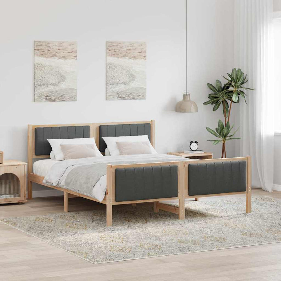 Bedframe Bruin en donkergrijs 160 x 200 cm Massief grenenhout
