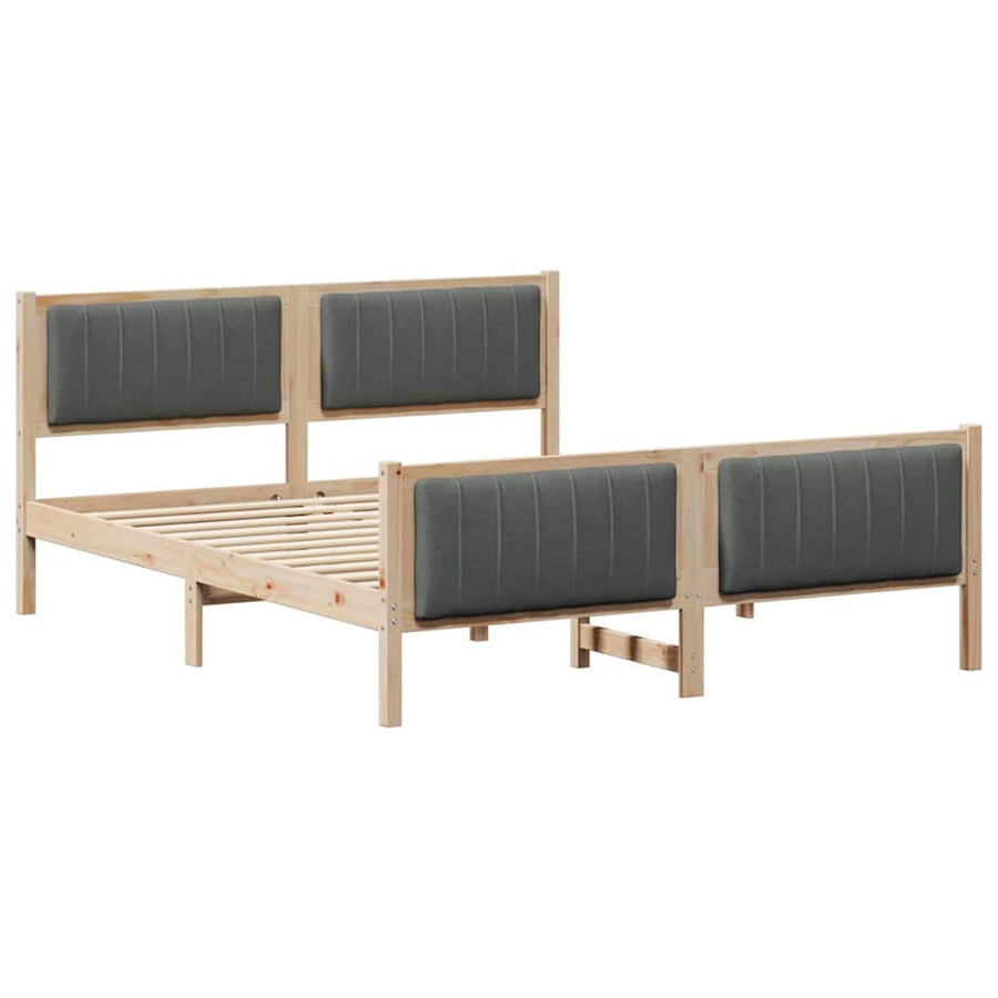 Bedframe Bruin en donkergrijs 160 x 200 cm Massief grenenhout