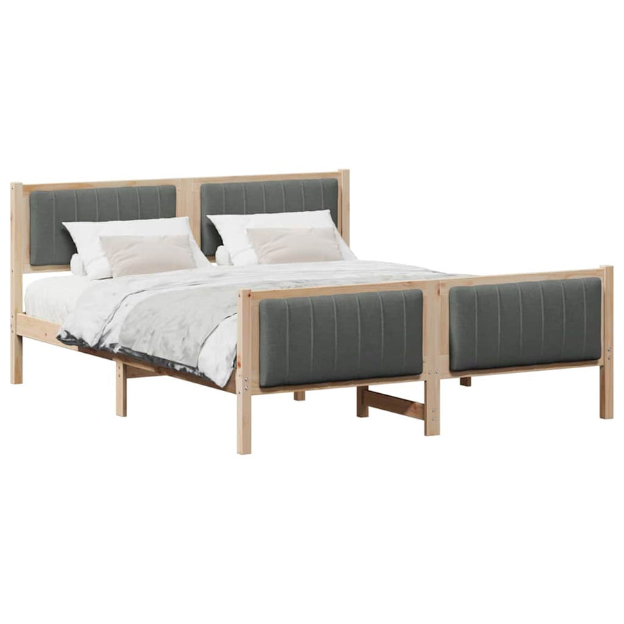 Bedframe Bruin en donkergrijs 160 x 200 cm Massief grenenhout