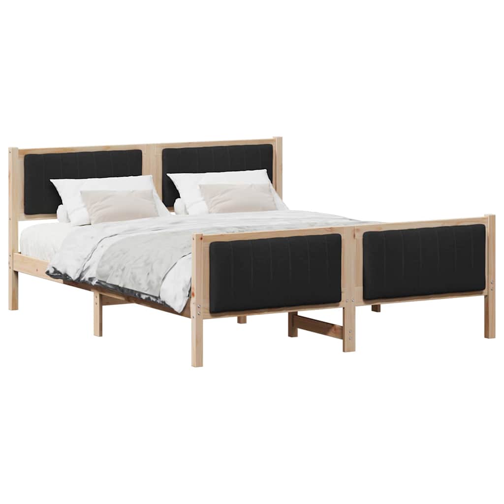 Bedframe Bruin en zwart 160 x 200 cm Massief grenenhout