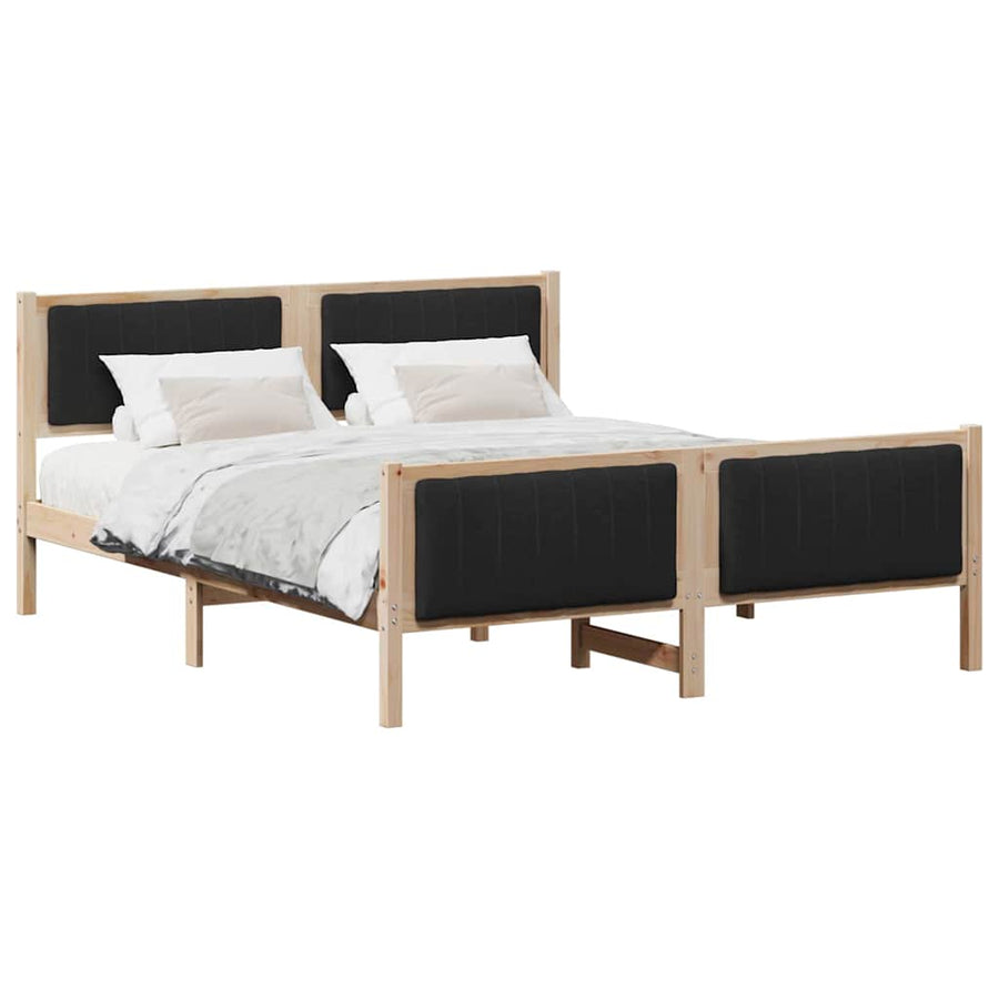 Bedframe Bruin en zwart 160 x 200 cm Massief grenenhout