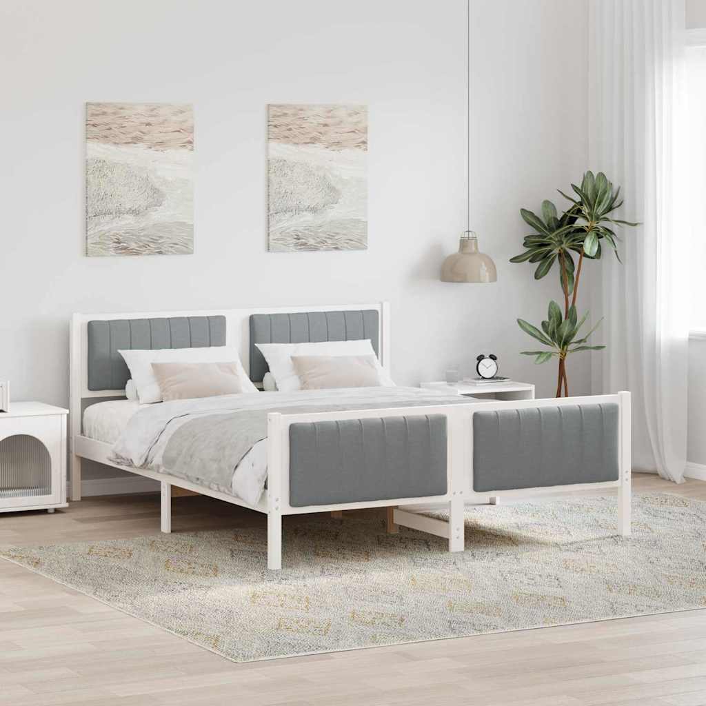 Bedframe Wit en lichtgrijs 160 x 200 cm Massief grenenhout