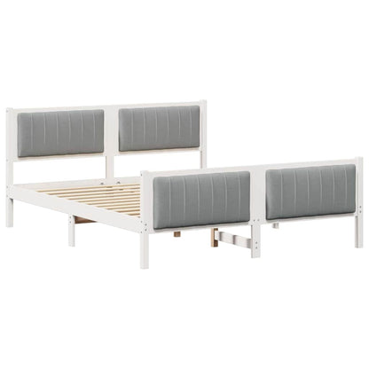 Bedframe Wit en lichtgrijs 160 x 200 cm Massief grenenhout