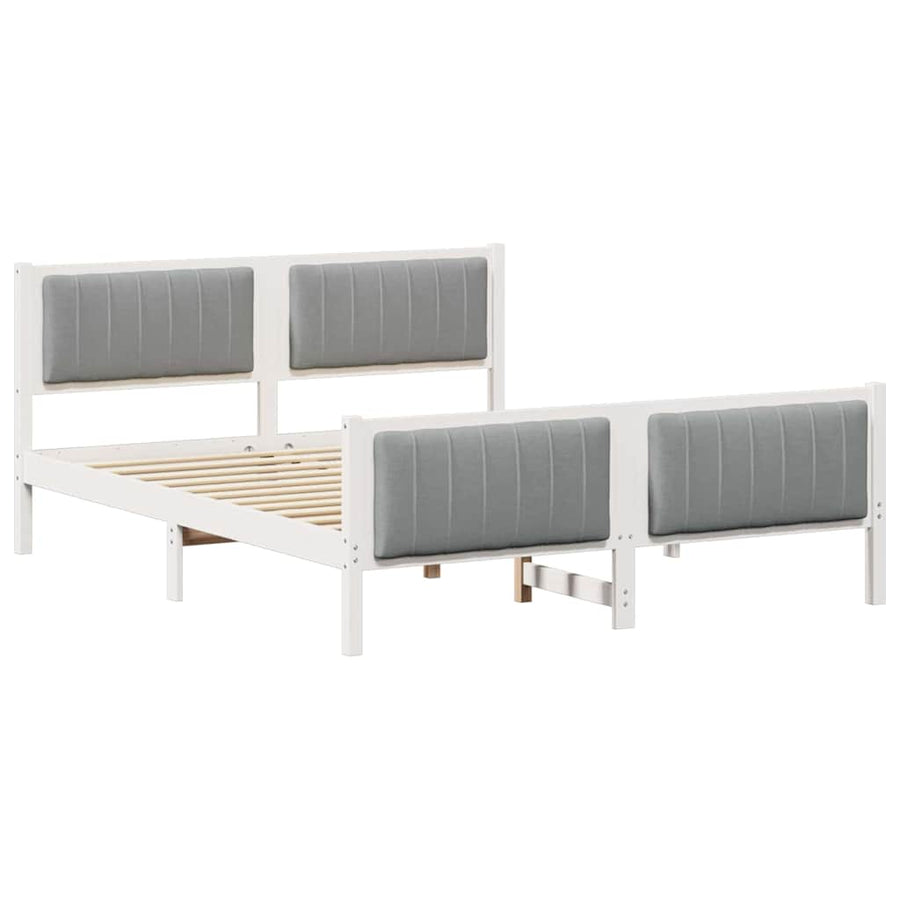Bedframe Wit en lichtgrijs 160 x 200 cm Massief grenenhout