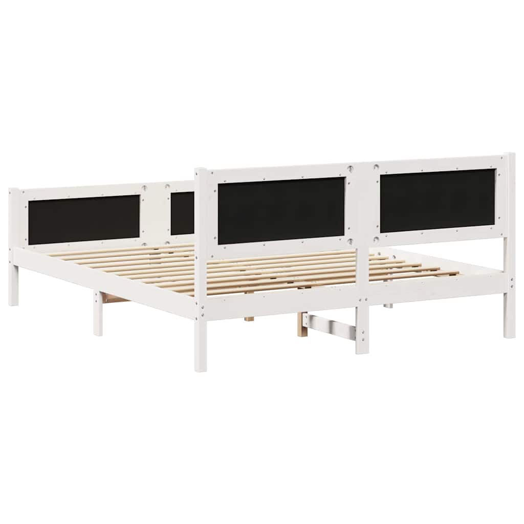 Bedframe Wit en lichtgrijs 160 x 200 cm Massief grenenhout