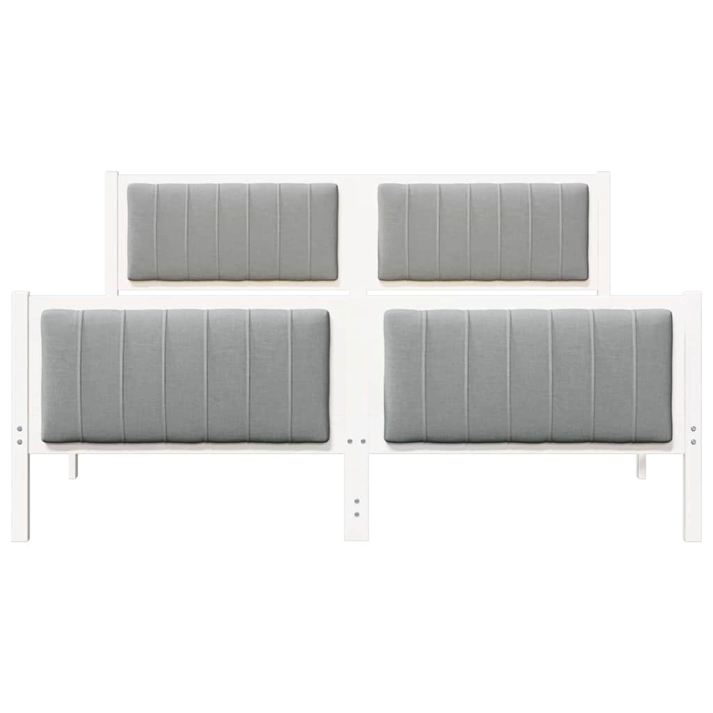 Bedframe Wit en lichtgrijs 160 x 200 cm Massief grenenhout