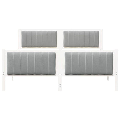 Bedframe Wit en lichtgrijs 160 x 200 cm Massief grenenhout