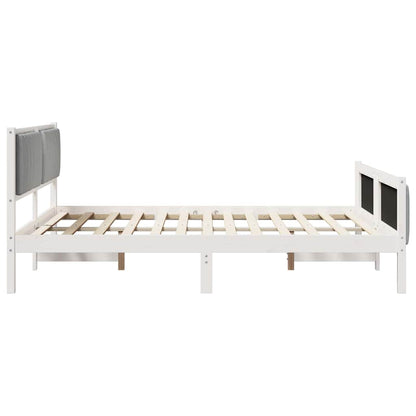 Bedframe Wit en lichtgrijs 160 x 200 cm Massief grenenhout