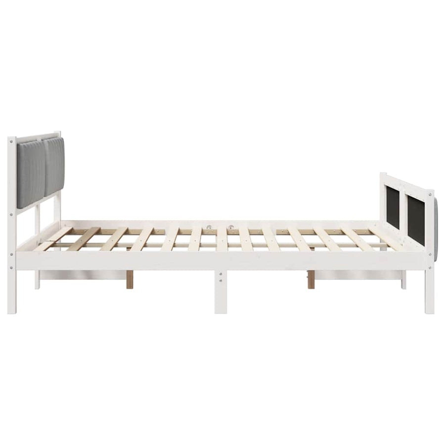 Bedframe Wit en lichtgrijs 160 x 200 cm Massief grenenhout