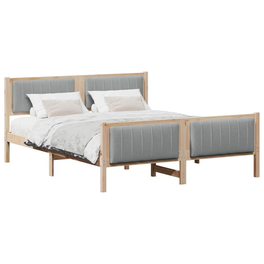 Bedframe Bruin en lichtgrijs 150 x 200 cm Massief grenenhout