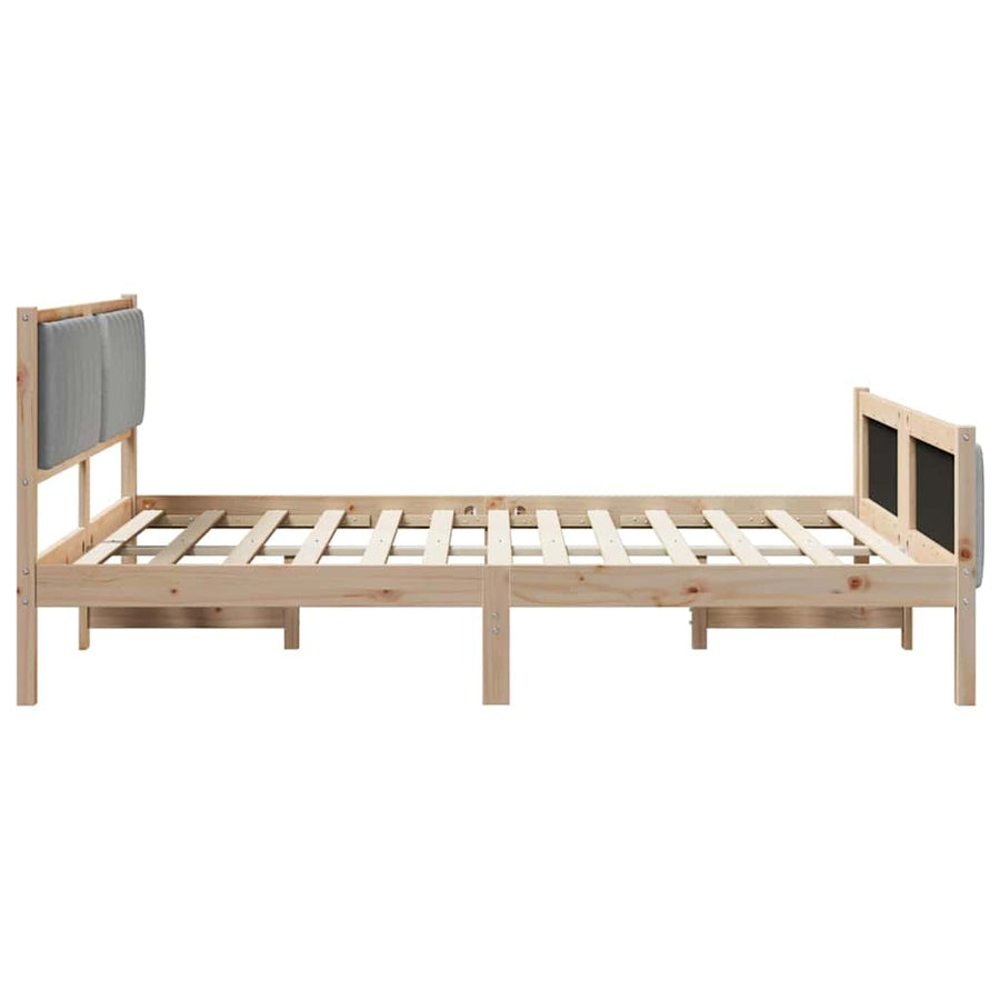 Bedframe Bruin en lichtgrijs 150 x 200 cm Massief grenenhout