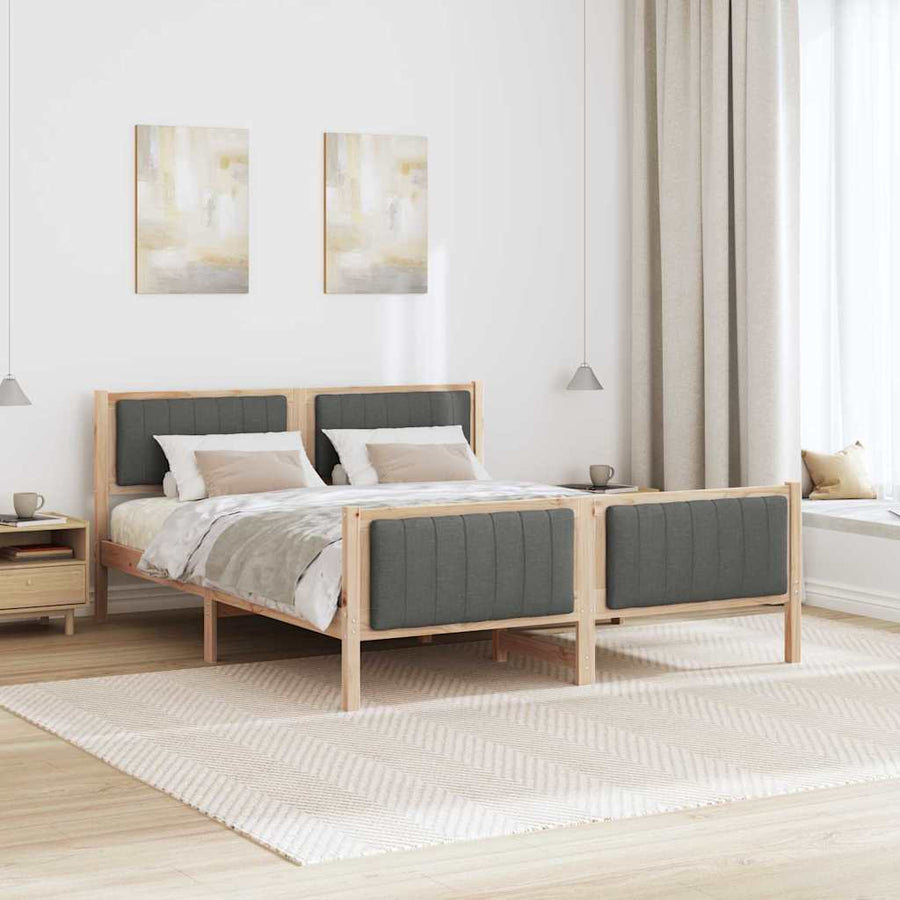 Bedframe Bruin en donkergrijs 150 x 200 cm Massief grenenhout