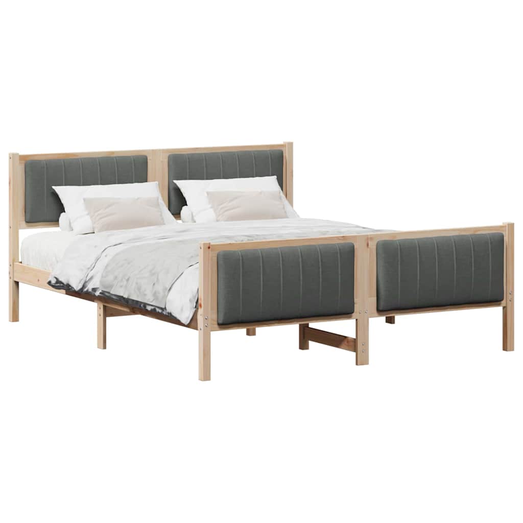 Bedframe Bruin en donkergrijs 150 x 200 cm Massief grenenhout