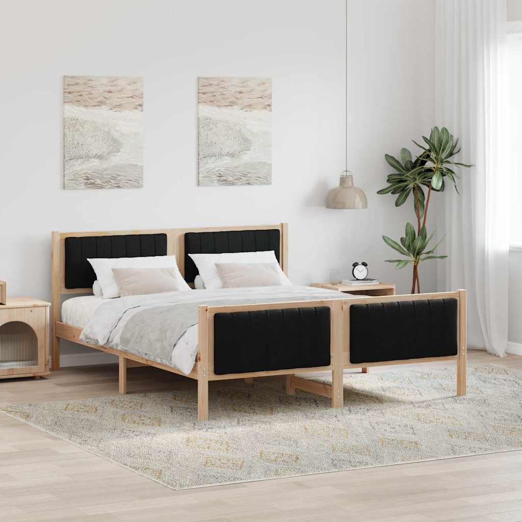 Bedframe Bruin en zwart 150 x 200 cm Massief grenenhout