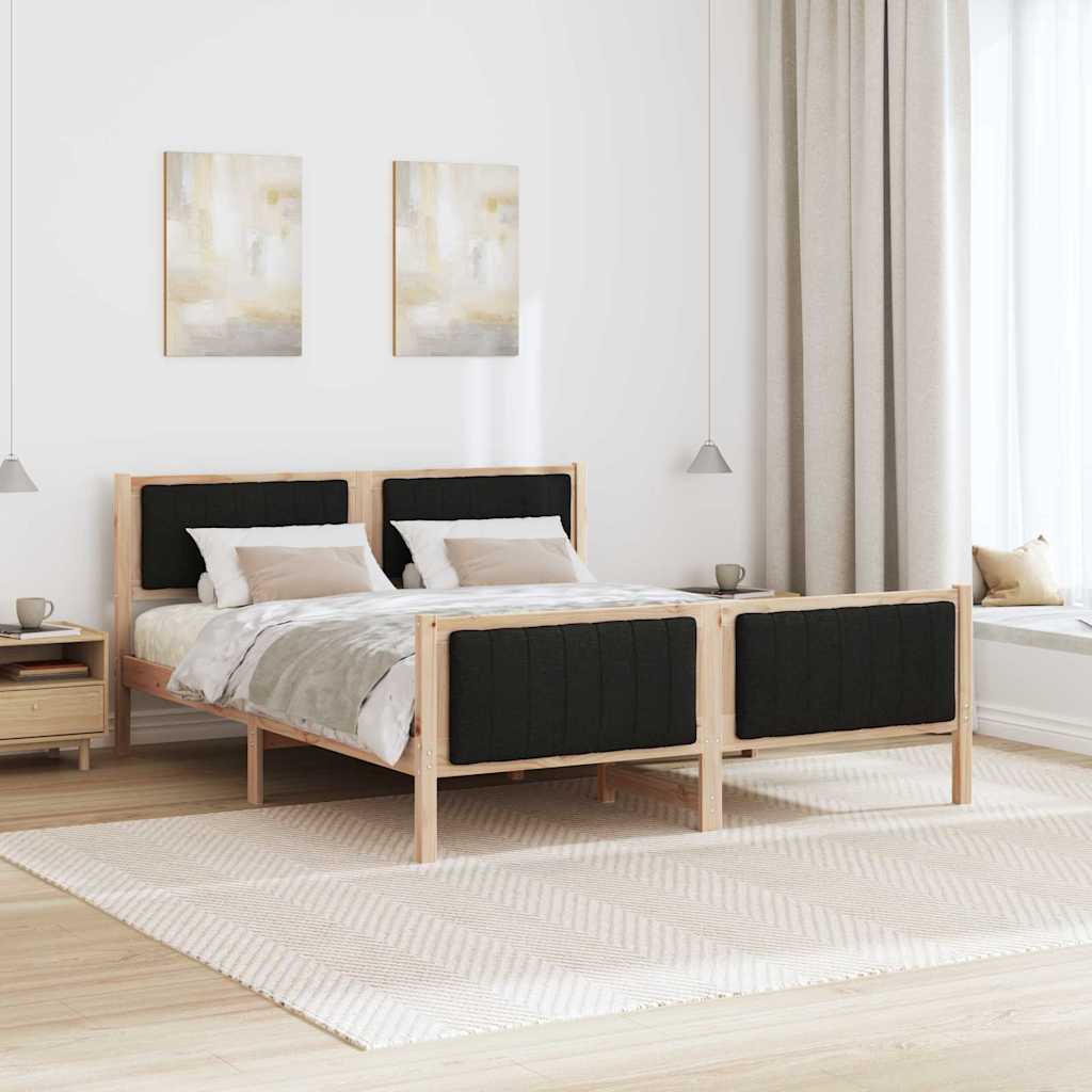 Bedframe Bruin en zwart 150 x 200 cm Massief grenenhout