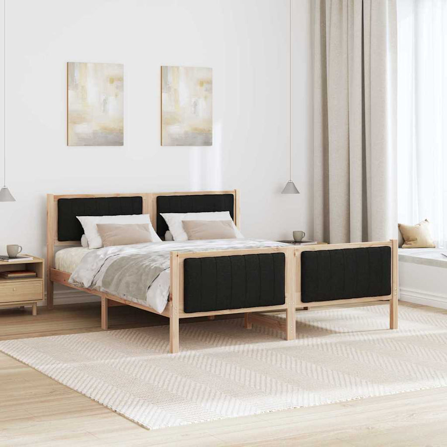 Bedframe Bruin en zwart 150 x 200 cm Massief grenenhout