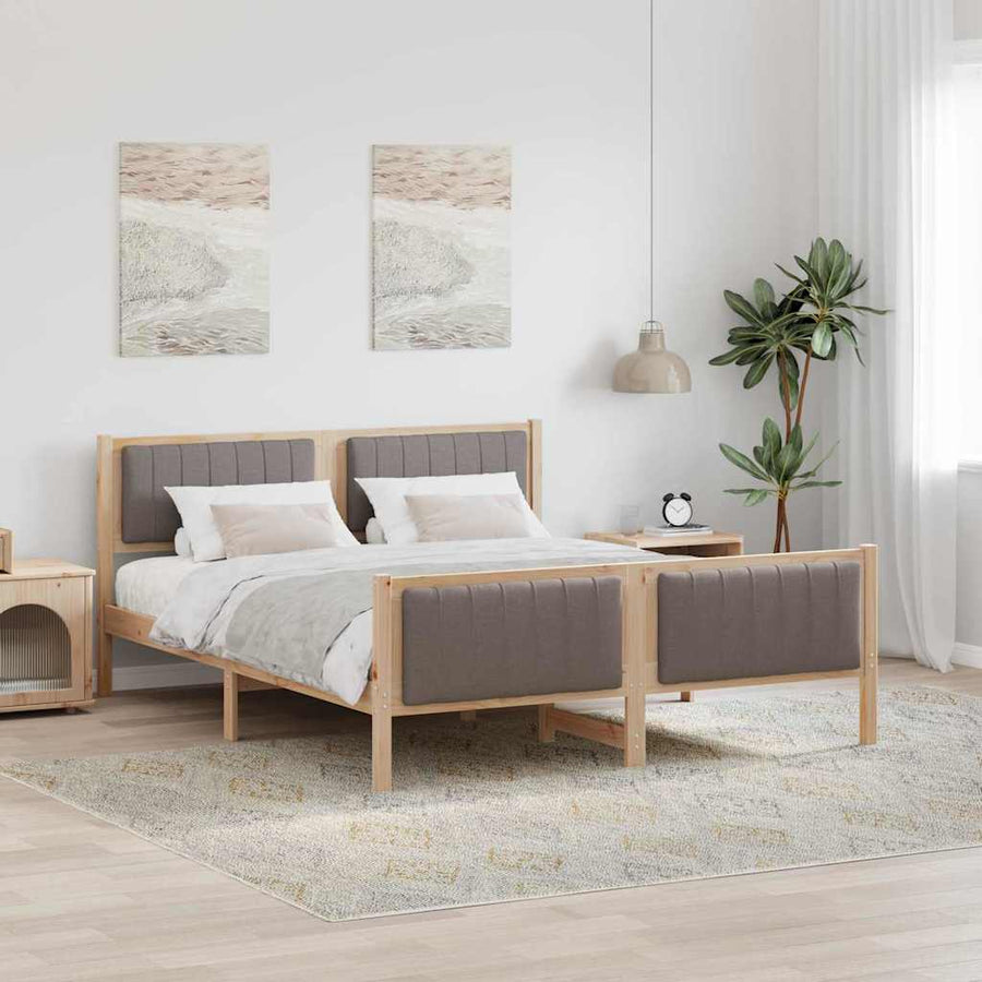 Bedframe Bruin en taupe 150 x 200 cm Massief grenenhout