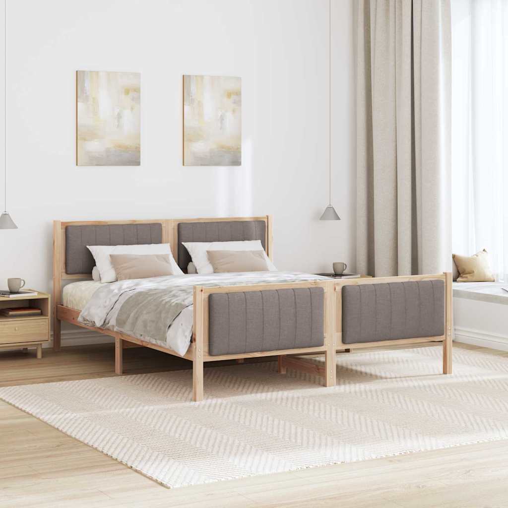 Bedframe Bruin en taupe 150 x 200 cm Massief grenenhout