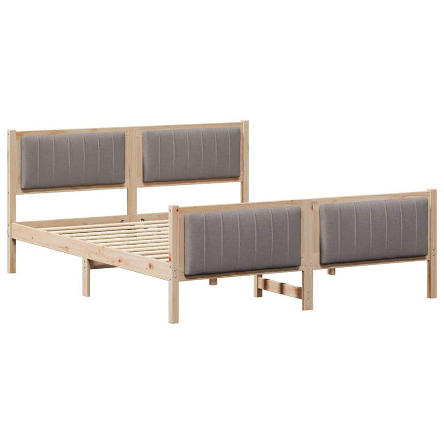 Bedframe Bruin en taupe 150 x 200 cm Massief grenenhout