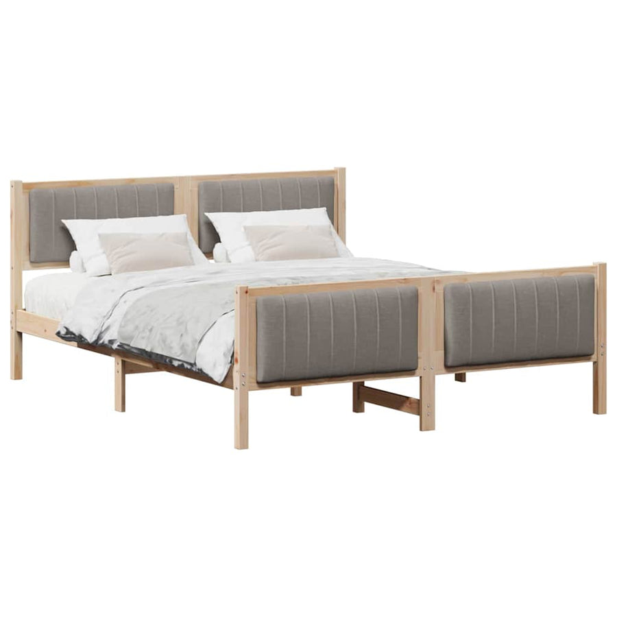 Bedframe Bruin en taupe 150 x 200 cm Massief grenenhout