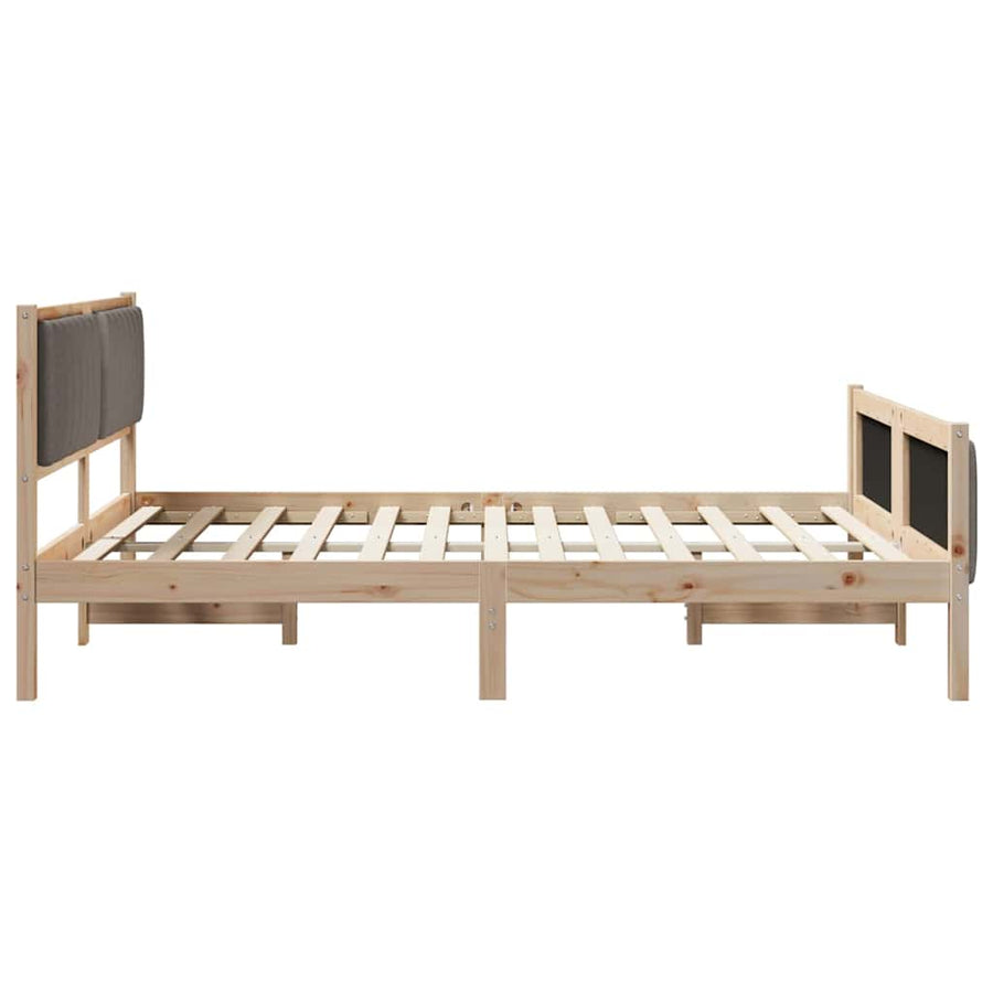 Bedframe Bruin en taupe 150 x 200 cm Massief grenenhout