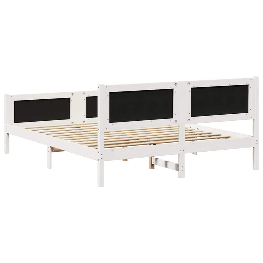 Bedframe Wit en lichtgrijs 150 x 200 cm Massief grenenhout