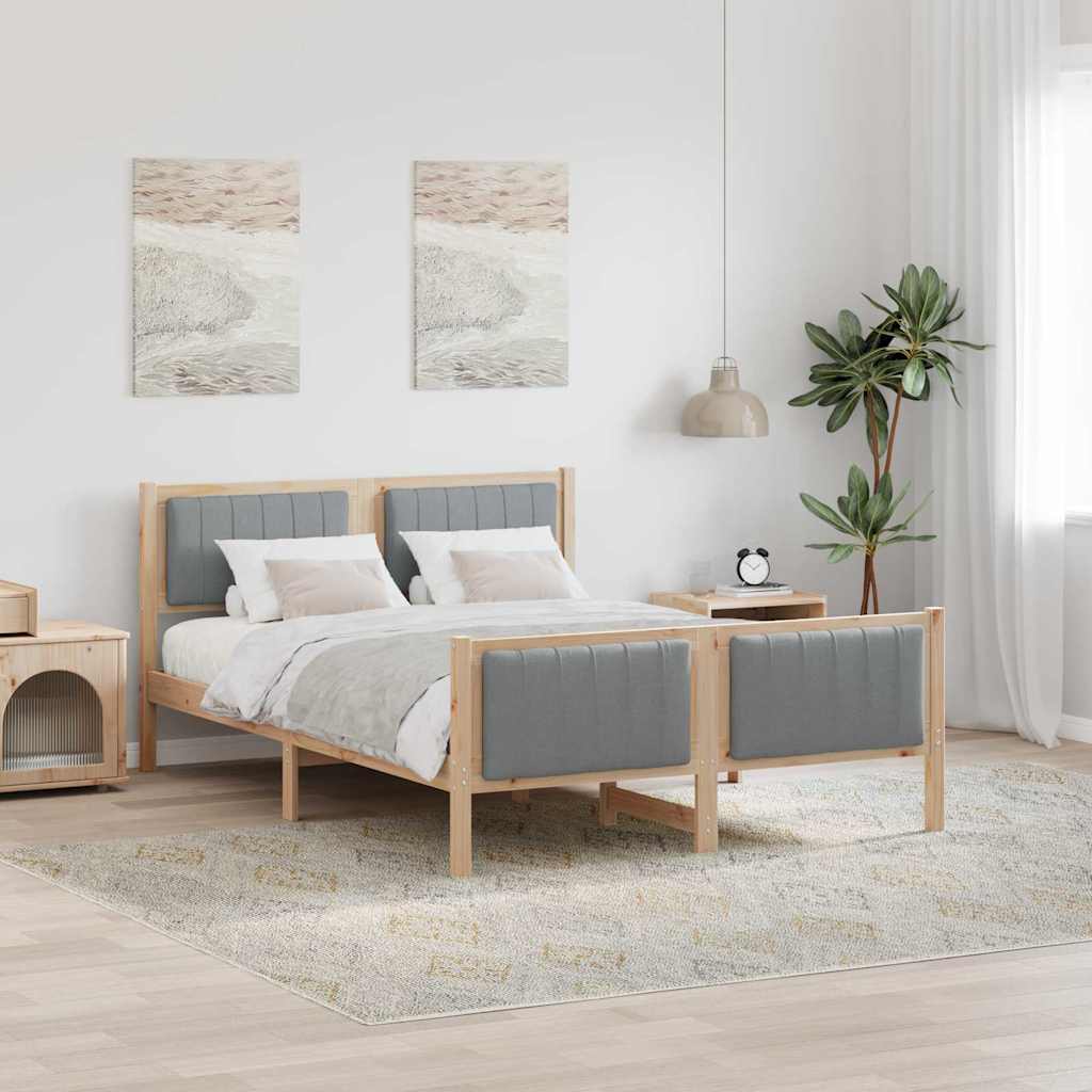Bedframe Bruin en lichtgrijs 140 x 200 cm Massief grenenhout