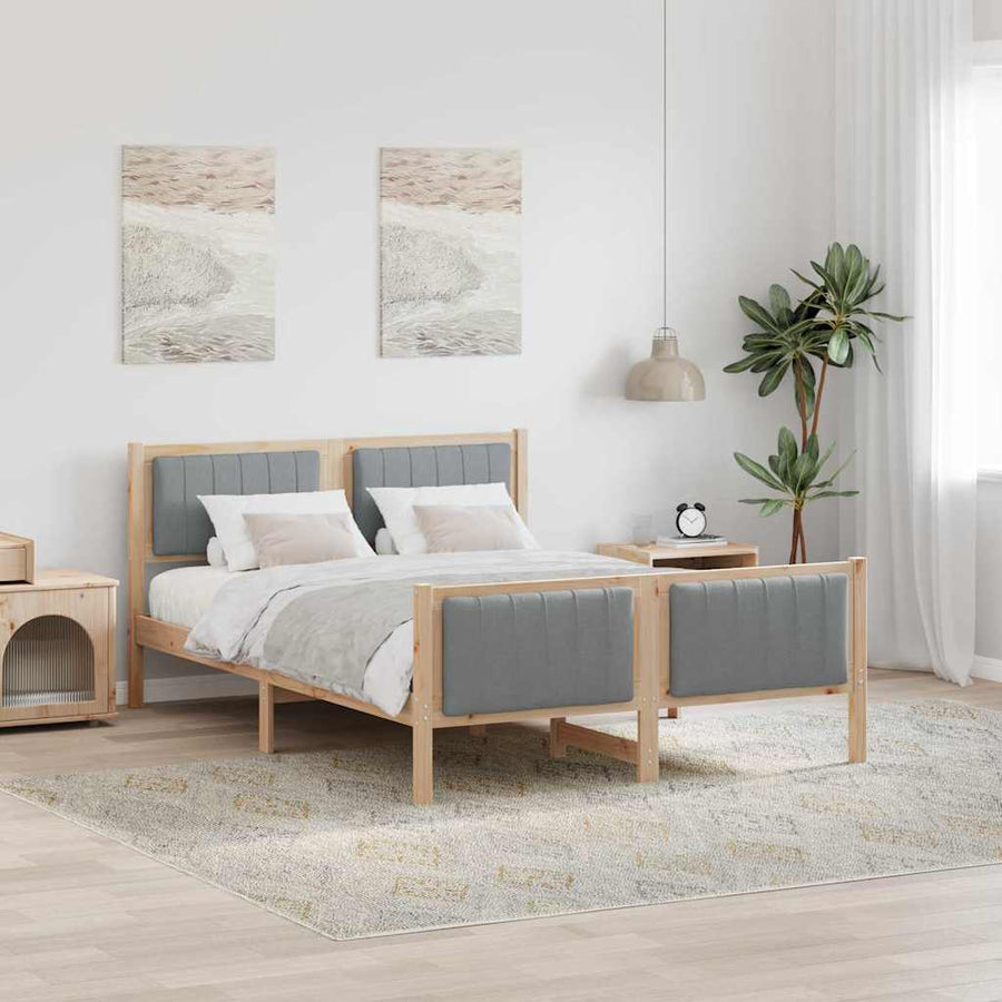 Bedframe Bruin en lichtgrijs 140 x 200 cm Massief grenenhout