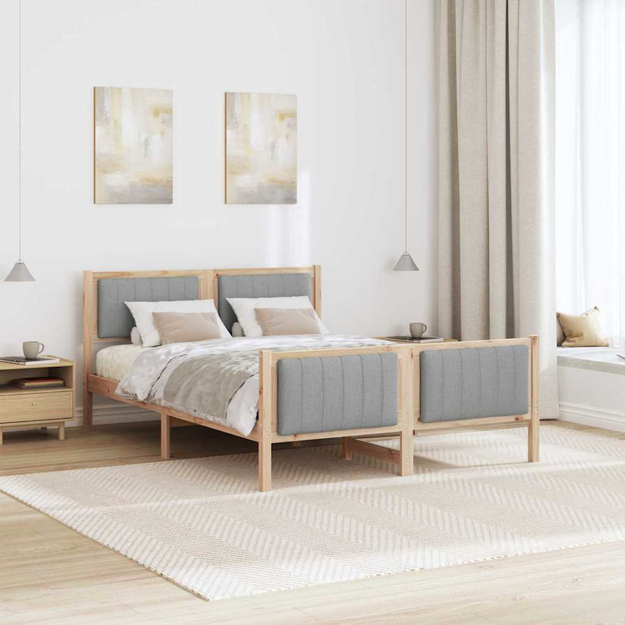 Bedframe Bruin en lichtgrijs 140 x 200 cm Massief grenenhout
